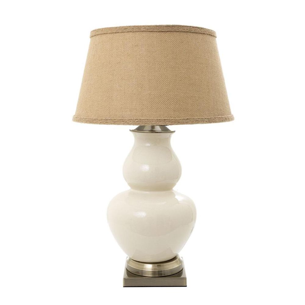 Matisse Glazed Ceramic and Metal Vase Table Lamp Base Only - Cream