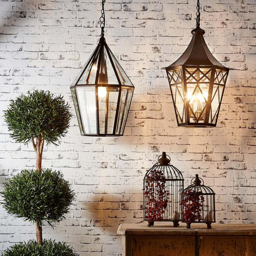 Belmont 1 Light Glass Lantern Black