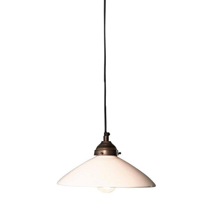Newport 1 Light Ceramic Dish Pendant White