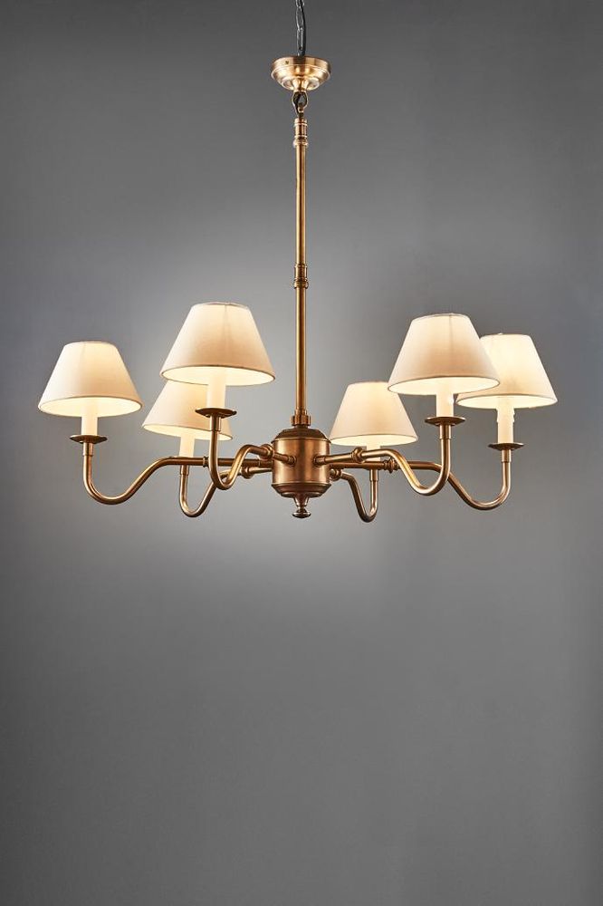 Prescot 6 Light Chandelier Base Antique Brass