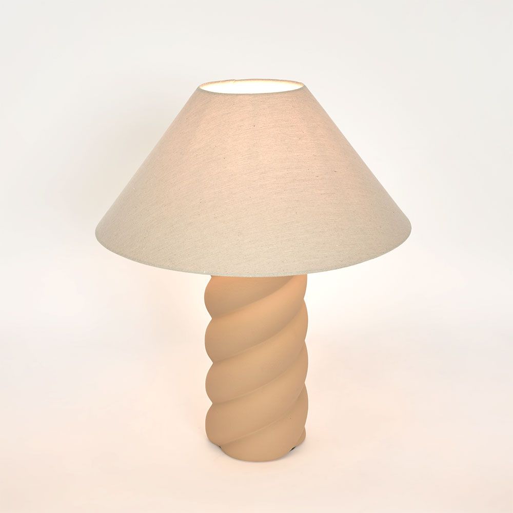 Twist Table Lamp and Shade Clay Natural