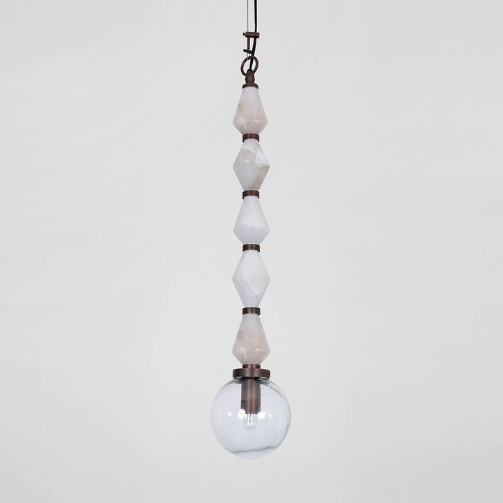 Sea Mist Stone Beads Pendant Light White