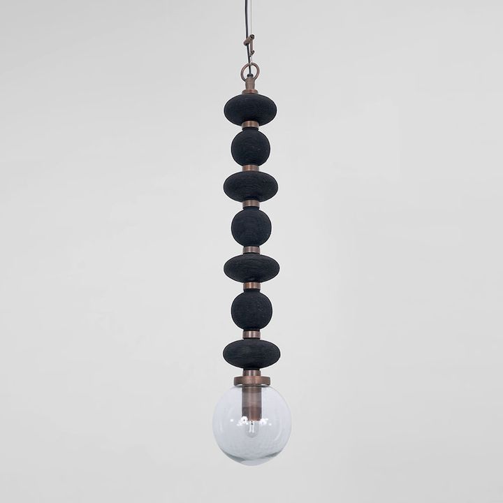 Ribbed Thread Pendant Light Black