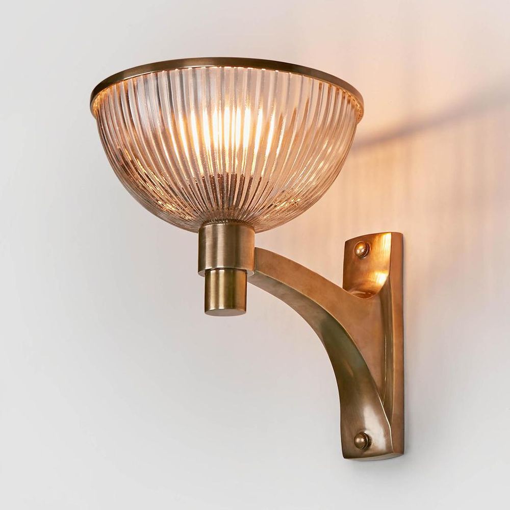 Astor Glass 1 Light Wall Lamp Brass