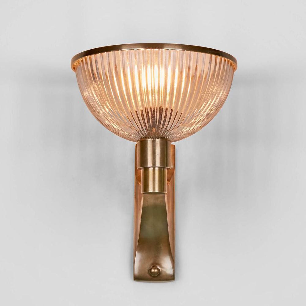 Astor Glass 1 Light Wall Lamp Brass