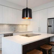 Portofino Medium 1 Light Metal Drum Pendant Matt Black, Copper