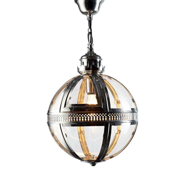 Saxon 1 Light Pendant Small Shiny Nickel