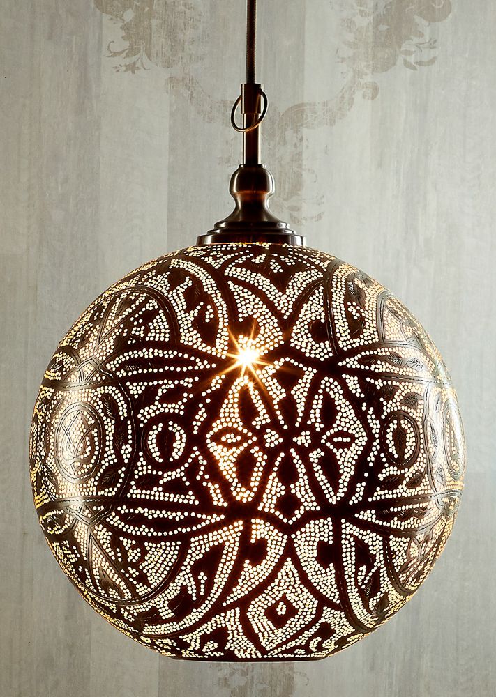 Moroccan 1 Light Ball Pendant 30cm Silver