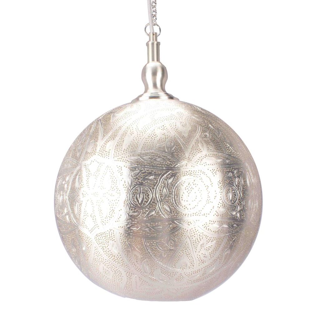 Moroccan 1 Light Ball Pendant 30cm Silver