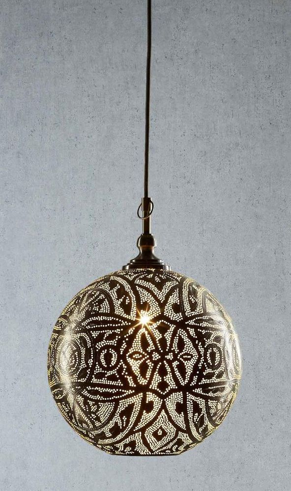 Moroccan 1 Light Ball Pendant 30cm Silver