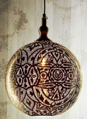 Moroccan 1 Light Ball Pendant 40cm Silver