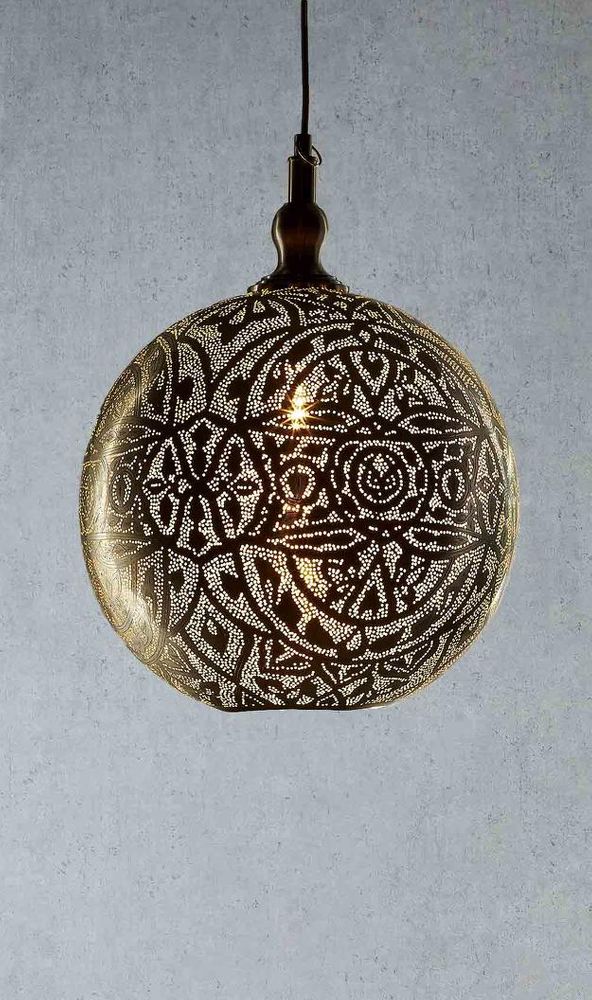 Moroccan 1 Light Ball Pendant 40cm Silver
