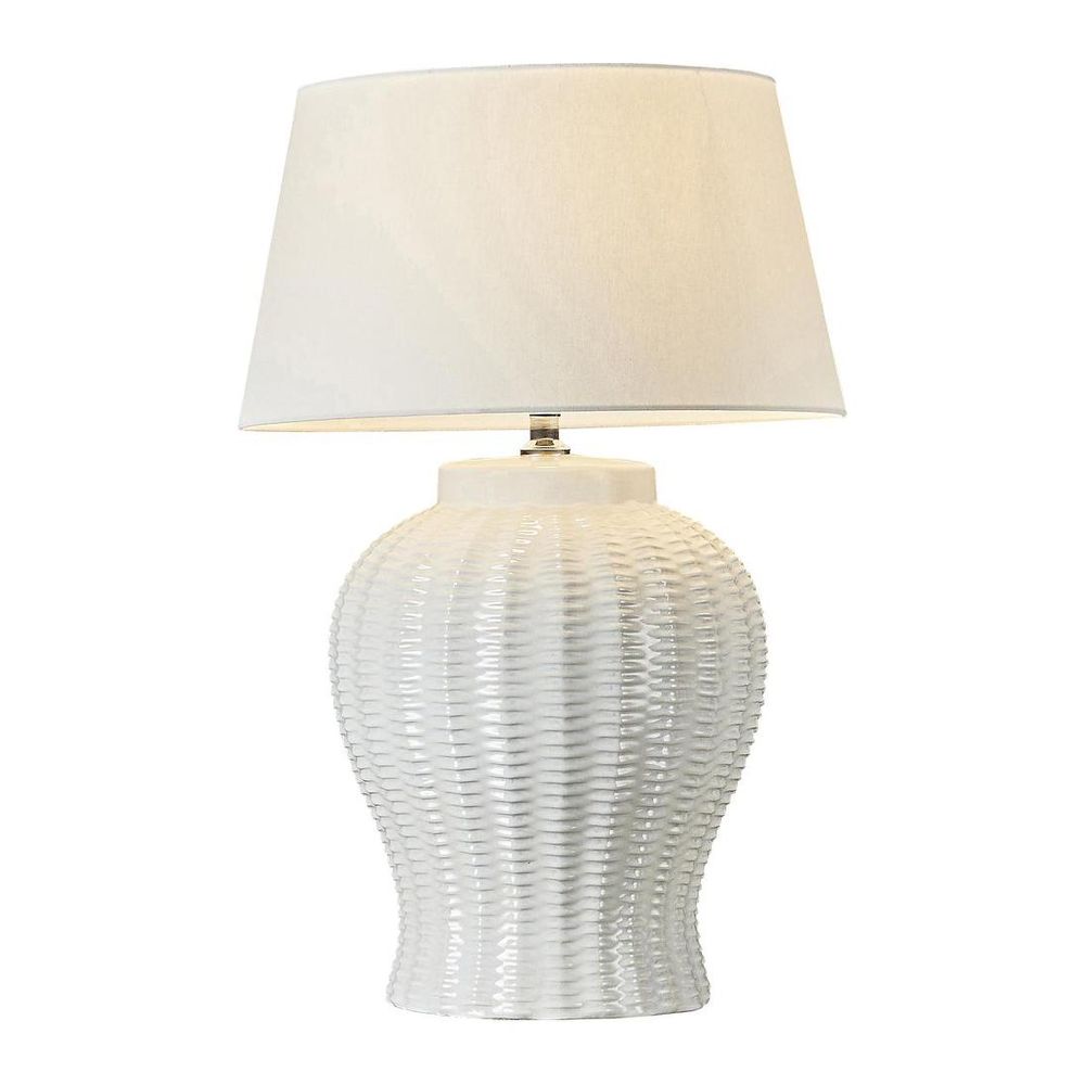 Drawbridge Glazed Textured Ceramic Urn Table Lamp Base Only White