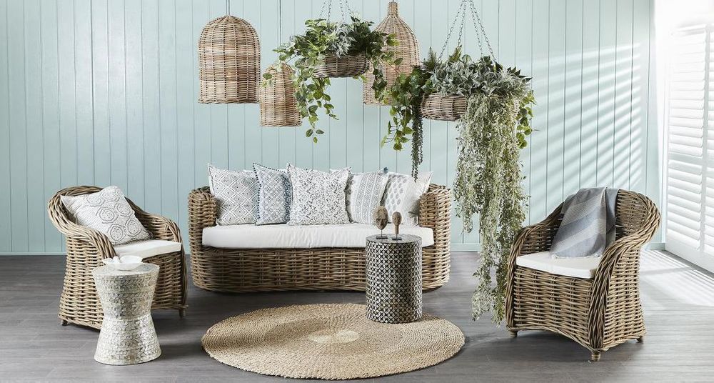 Rattan Bell 1 Light Pendant Small