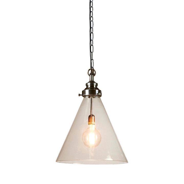 Gadsden Medium Glass 1 Light Pendant Silver