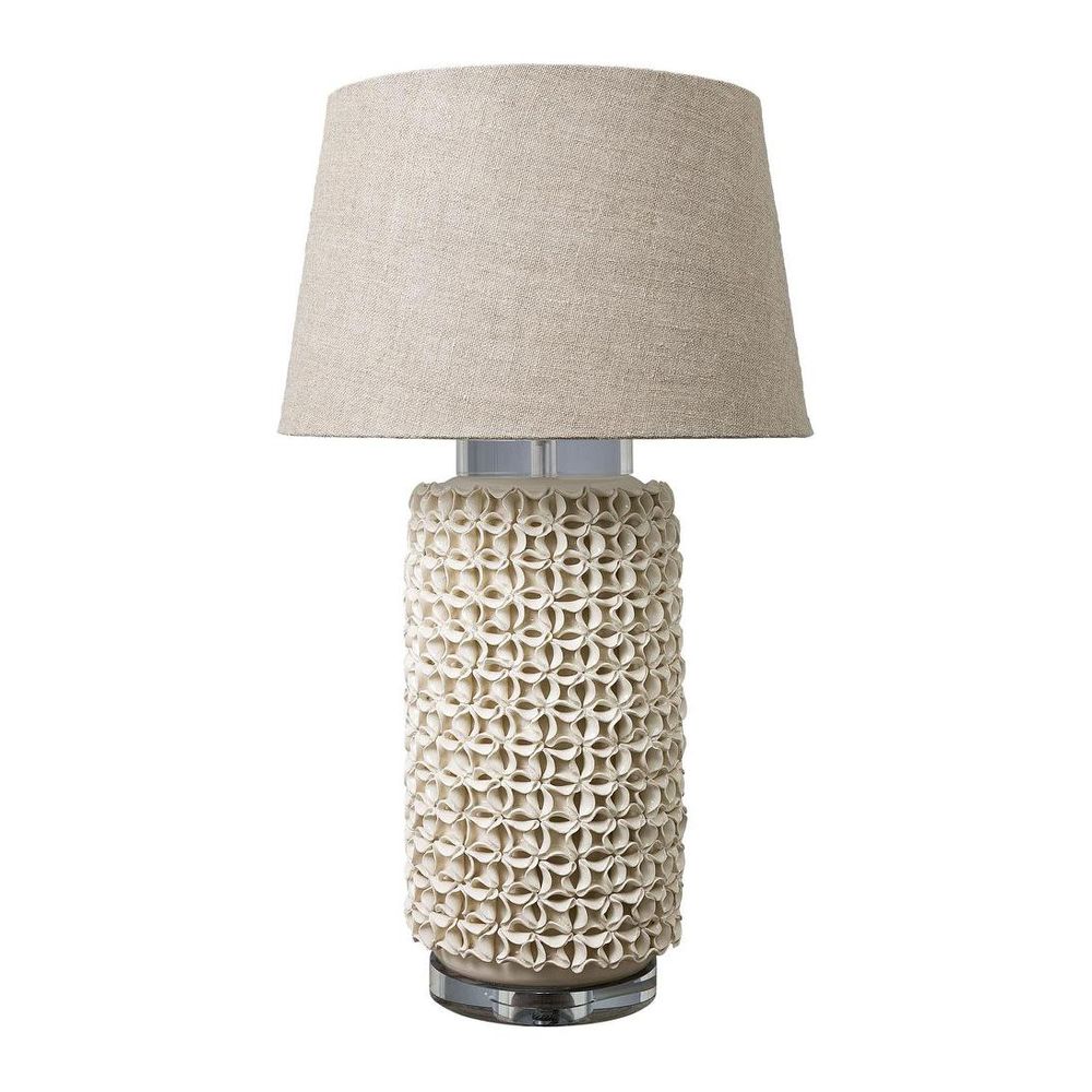 Newland Cylinder Table Lamp with Individual Ceramic Flowers Base Only - Cream Glazed Ceramic and Acrylic