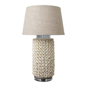 Newland Cylinder Table Lamp with Individual Ceramic Flowers Base Only - Cream Glazed Ceramic and Acrylic