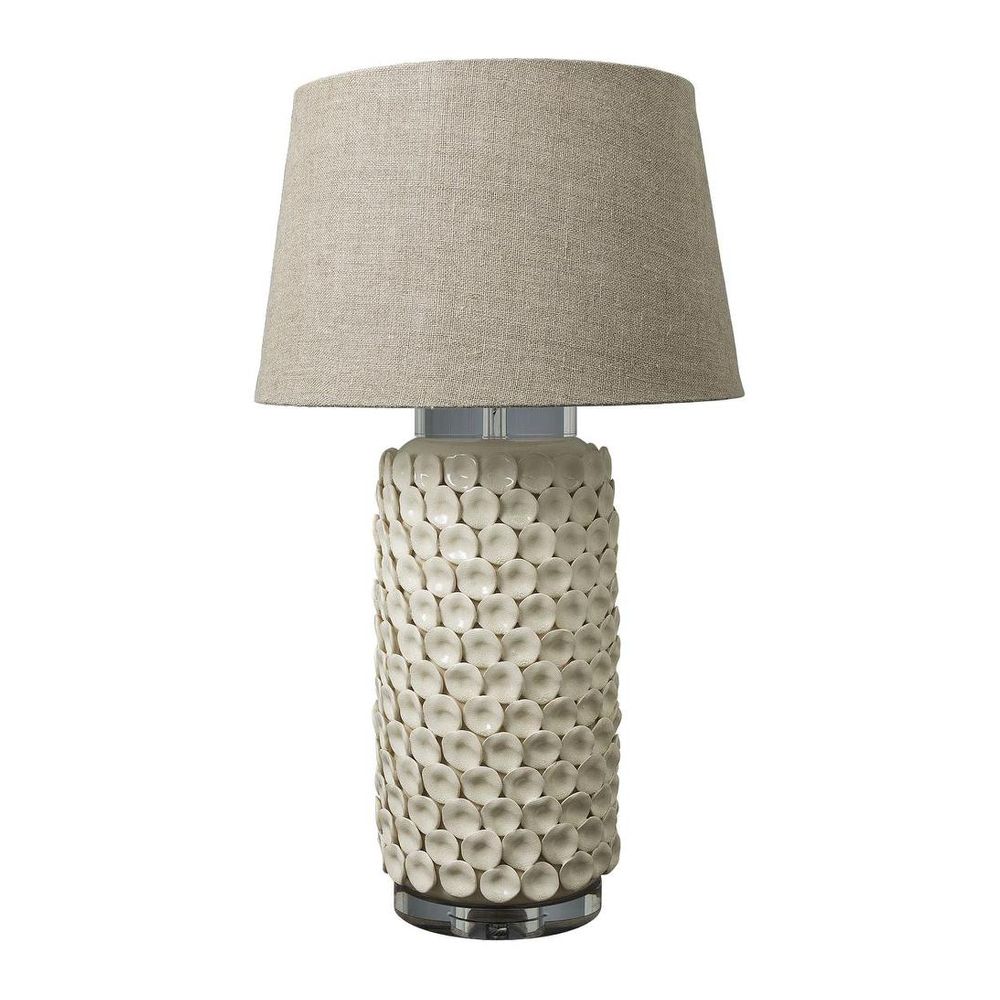 Kenilworth Glazed Ceramic and Acrylic Cylinder Table Lamp with Individual Ceramic Disks Base Only - Cream