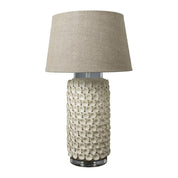 Kenilworth Glazed Ceramic and Acrylic Cylinder Table Lamp with Individual Ceramic Disks Base Only - Cream