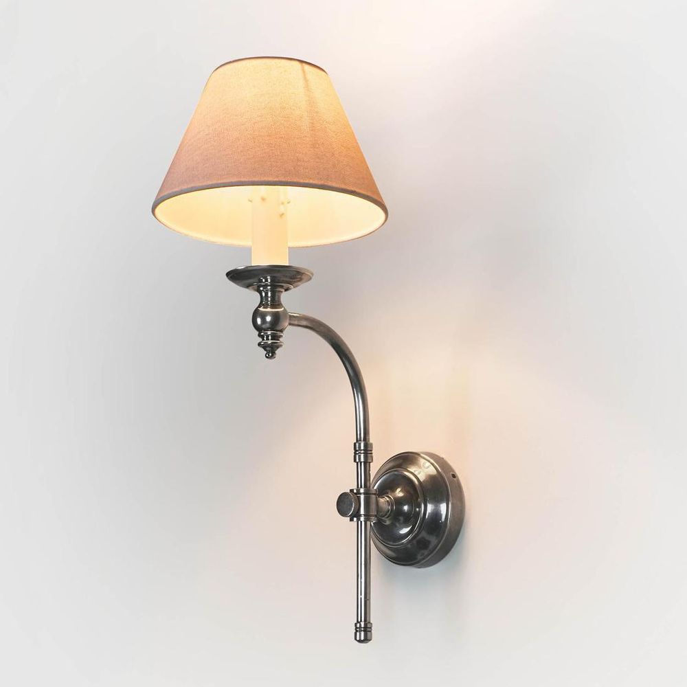 Soho Curved 1 Light Sconce Base Antique Silver
