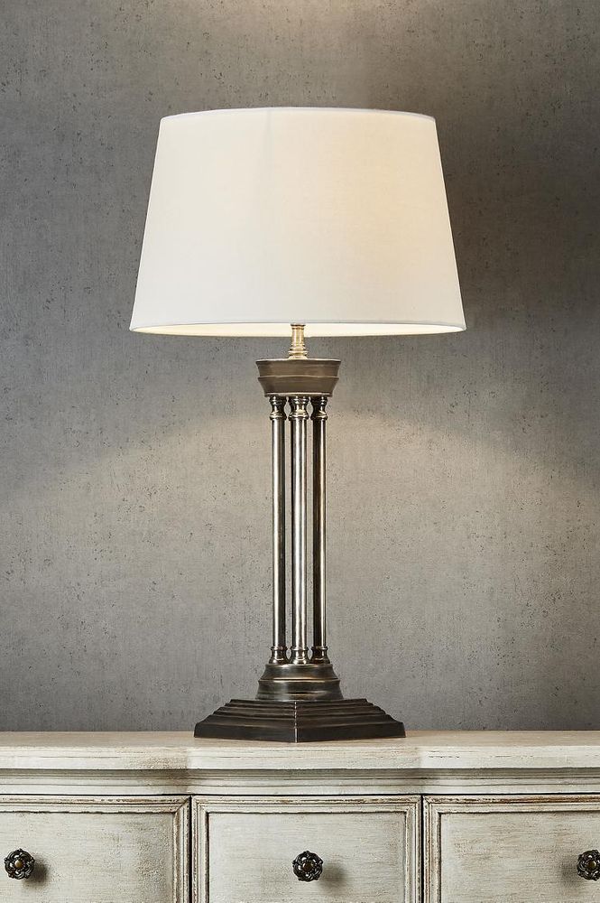Hudson Table 4 Pillar Table Lamp Base Only Antique Silver