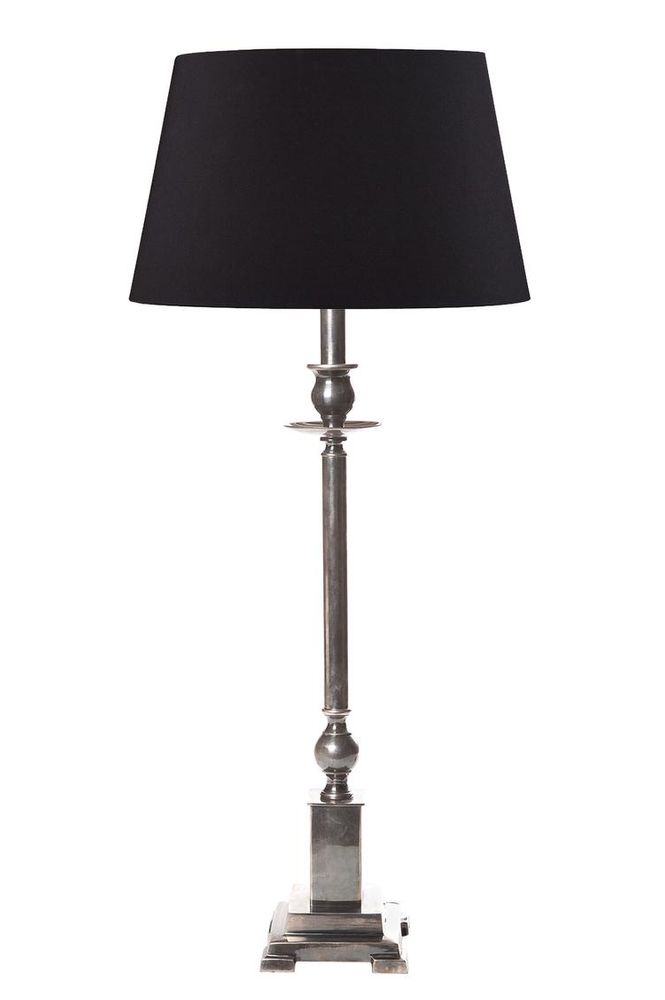 Canterbury Table Lamp Base Only Brass & Wood - Antique Silver