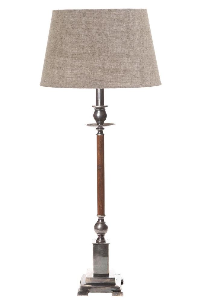 Canterbury Table Lamp Base Only - Antique Silver/Dark Natural
