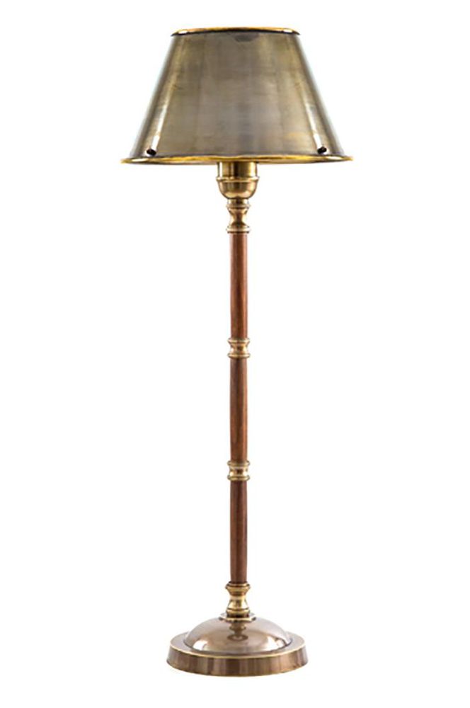 Delaware Table Lamp Antique Brass And Dark Wood