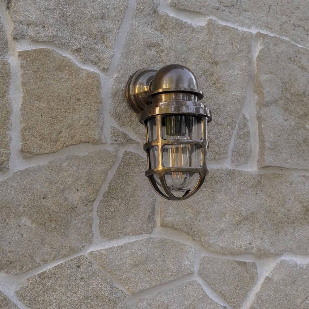 Porto Outdoor Wall Lantern Antique Brass