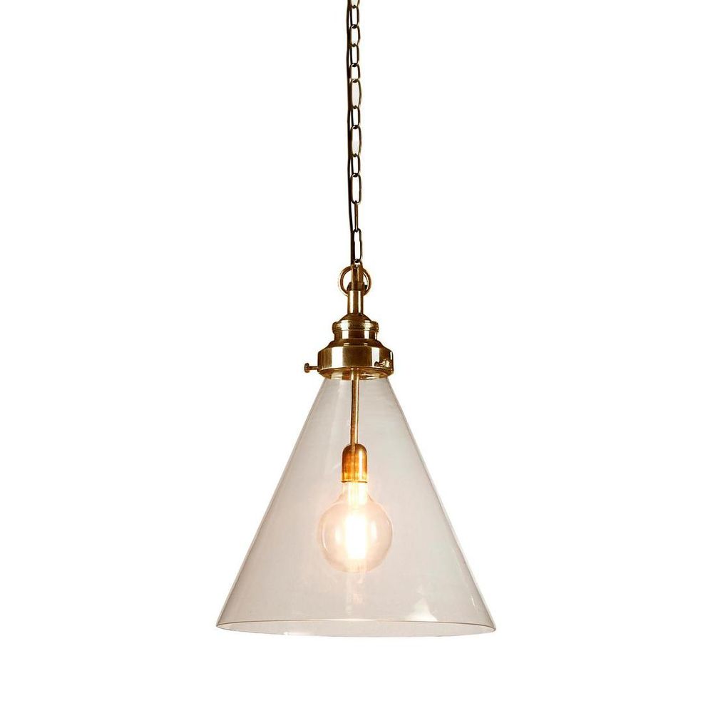 Gadsden Medium Glass 1 Light Pendant Brass