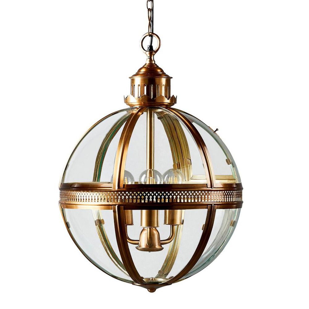 Saxon 3 Light Pendant Large Antique Brass