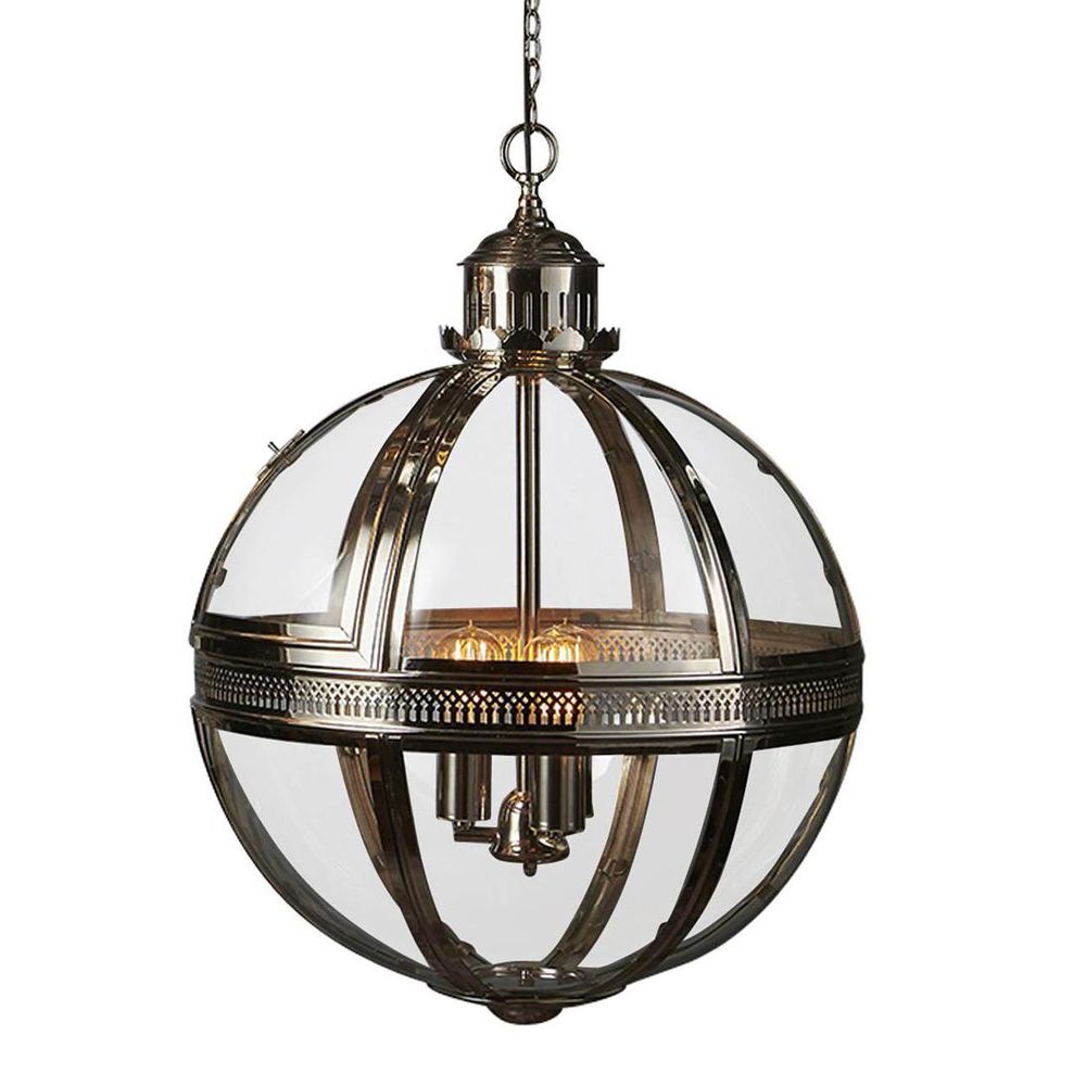 Saxon 3 Light Pendant Large Shiny Nickel