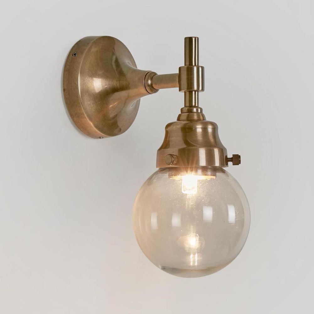 Iceberg Exterior Wall Light Antique Brass Glass