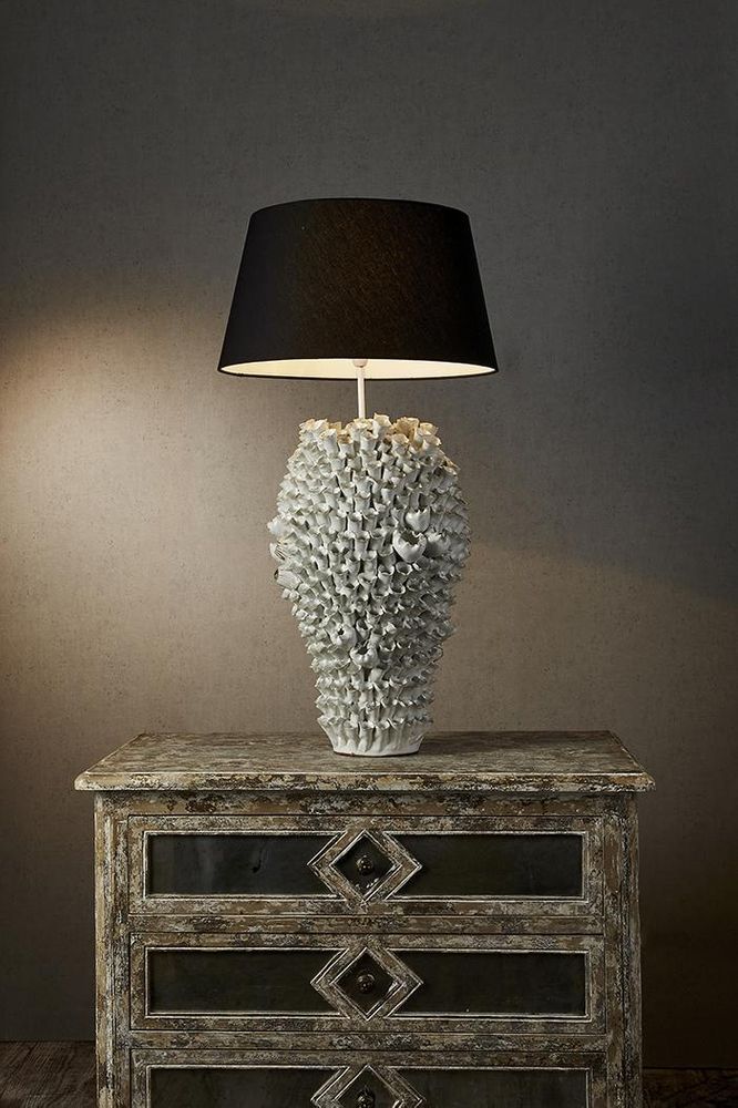 Singita - White - Large Glazed Coral Ceramic Table Lamp Base Only