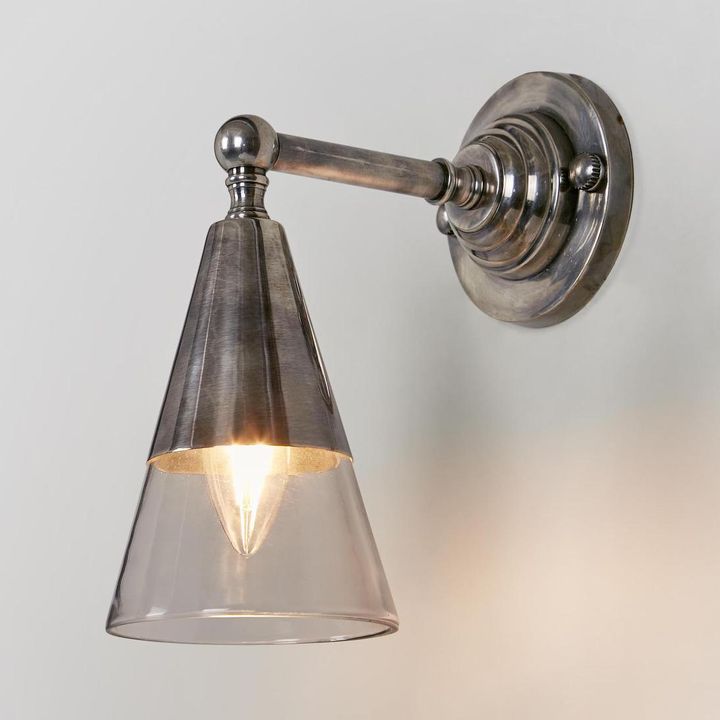 Otto Wall Sconce Antique Silver Brass / Glass