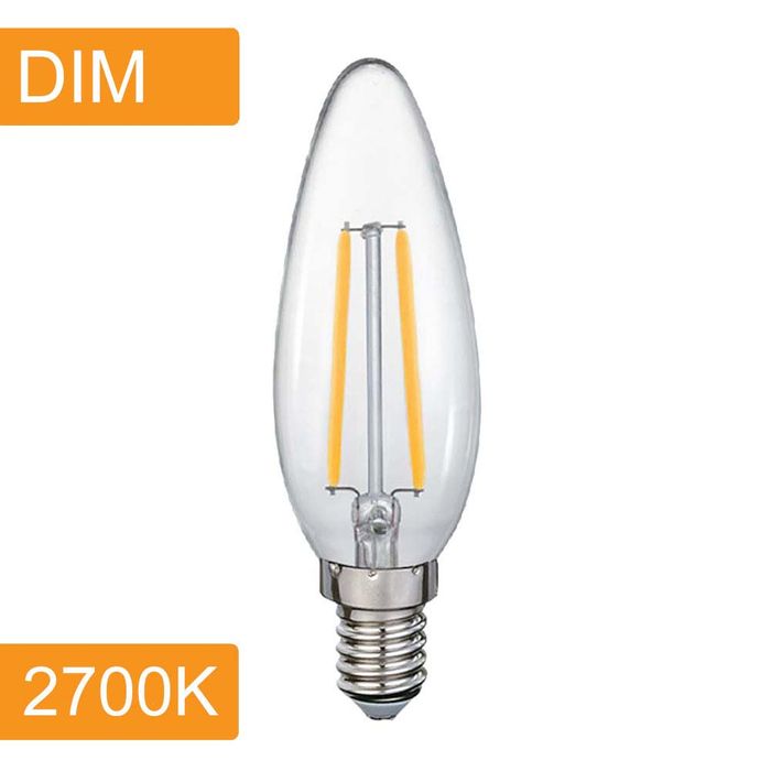 Vencha Lighting Candle C35 4w LED Filament - Dim - E14 - 2700K