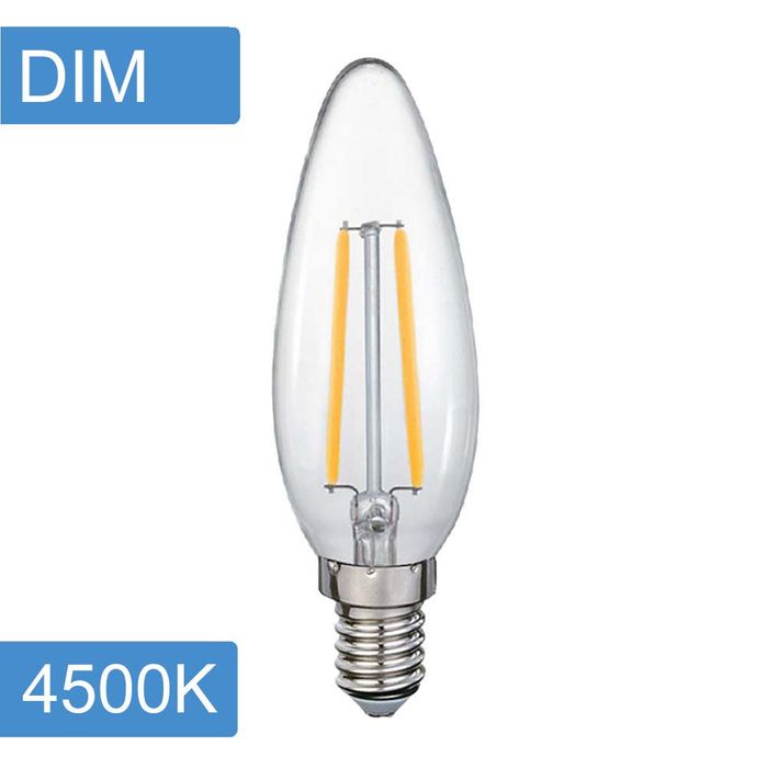 Vencha Lighting Candle C35 4w LED Filament - Dim - E14 - 4500K