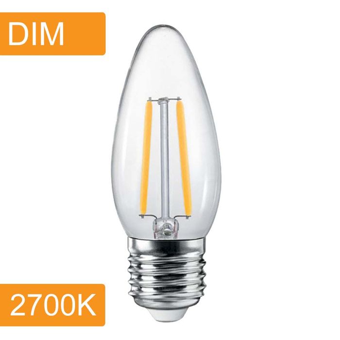 Vencha Lighting Candle C35 4w LED Filament - Dim - E27 - 2700K