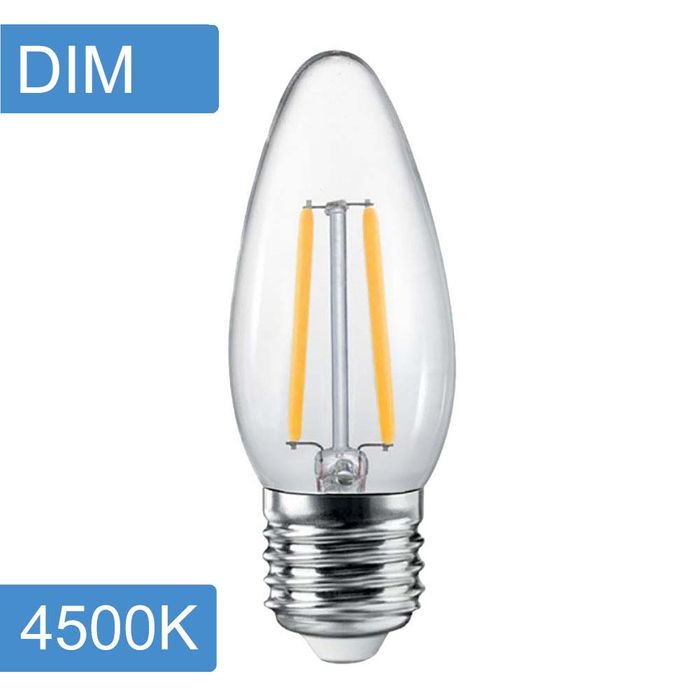 Vencha Lighting Candle C35 4w LED Filament - Dim - E27 - 4500K
