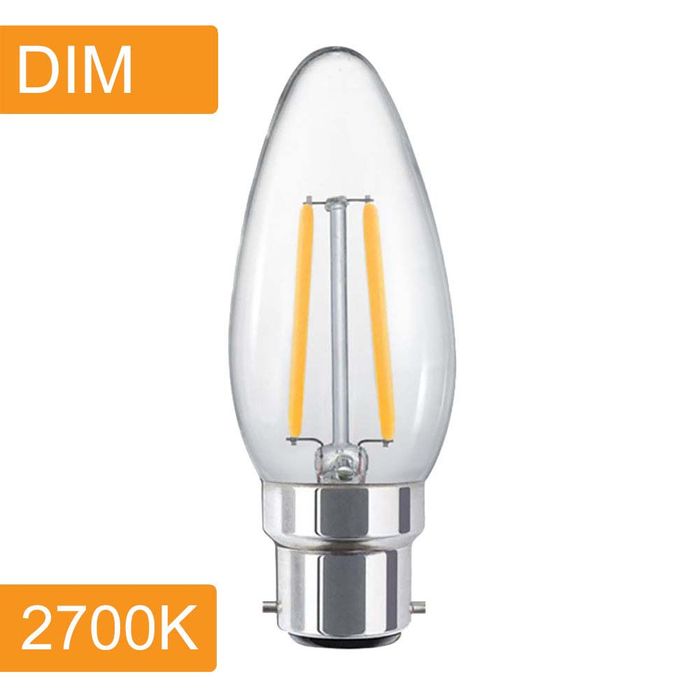 Vencha Lighting Candle C35 4w LED Filament - Dim - B22 - 2700K