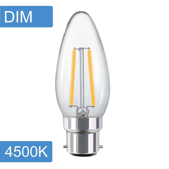 Vencha Lighting Candle C35 4w LED Filament - Dim - B22 - 4500K
