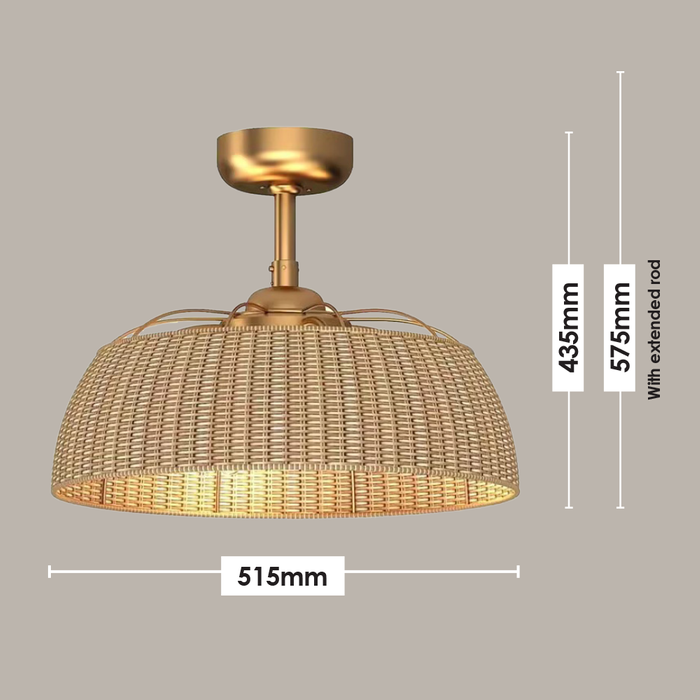 Vencha Lighting Harlow Light Fan - Gold