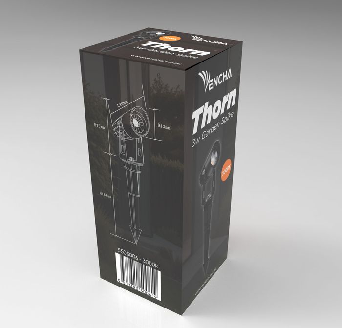 Vencha Lighting Thorn 3w Garden Spike - 6000K