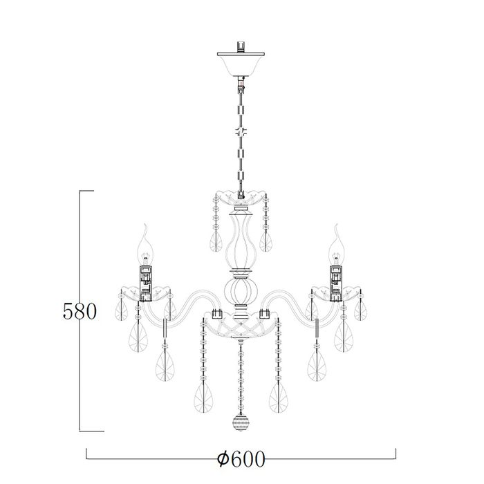 Vencha Lighting Bromley Crystal Chandelier - 3 Light