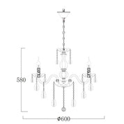 Vencha Lighting Bromley Crystal Chandelier  - 6 Light