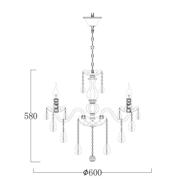 Vencha Lighting Bromley Crystal Chandelier  - 6 Light