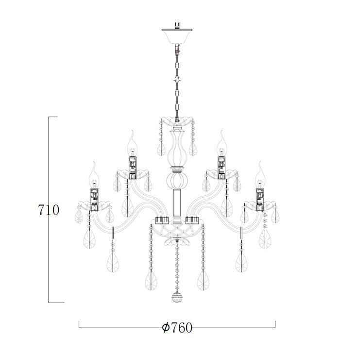 Vencha Lighting Bromley Crystal Chandelier  - 8-4 Light