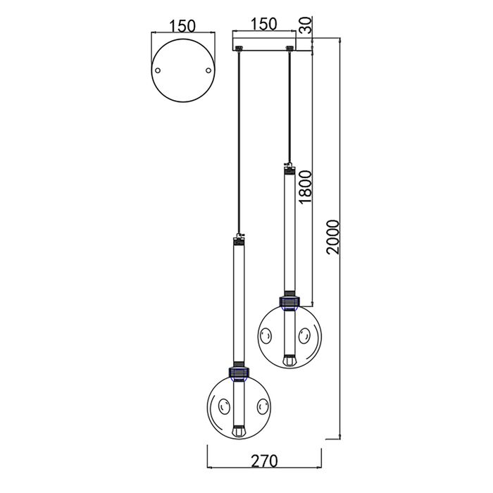 Vencha Lighting Meteor 2 Light Pendant