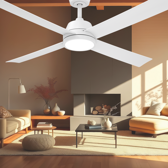 Vencha Lighting Bronco 52 DC Ceiling Fan - White with Light