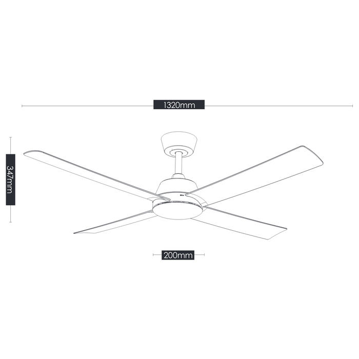 Vencha Lighting Bronco 52 DC Ceiling Fan - White with Light